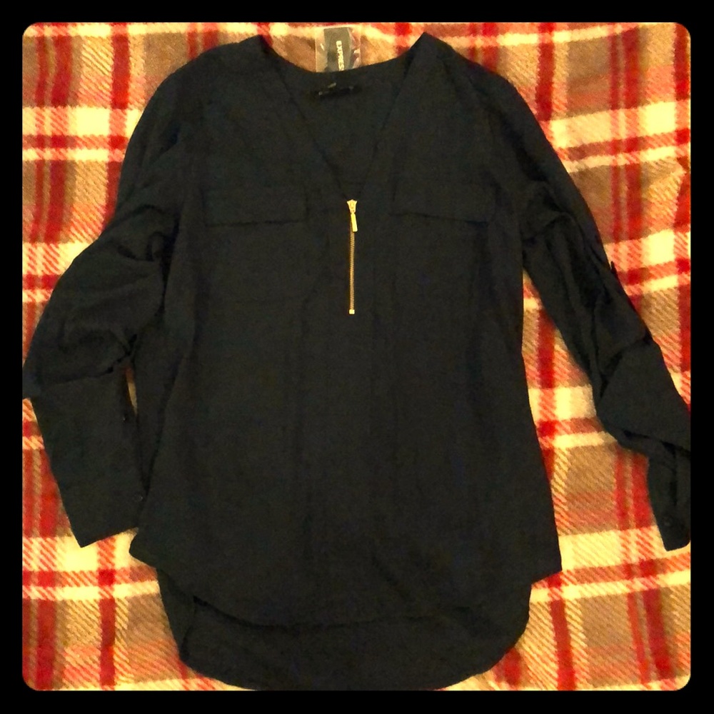 Express Green Half Zip V-Neck